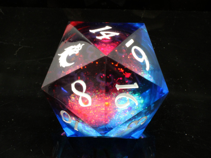 Old School Dice: Sharp Edged 55mm D20 - Liquid Infused - Space Fury