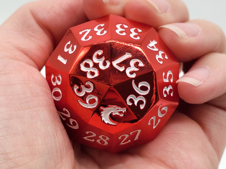 Old School Dice: Metal D40 Spindown - Electric Red - Old School