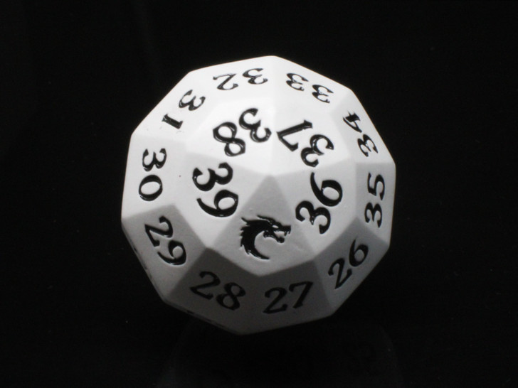 Old School Dice: Metal D40 Spindown - White w/ Black