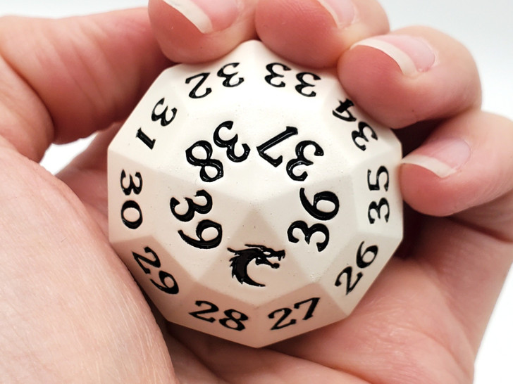 Old School Dice: Metal D40 Spindown - White w/ Black - Old School