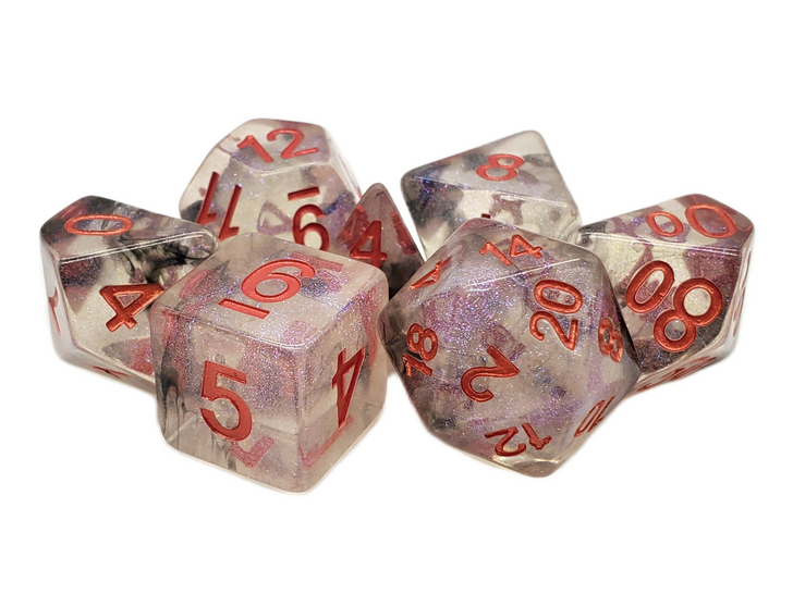 Old School 7 Piece DnD RPG Dice Set: Luminous - Radiant Stars