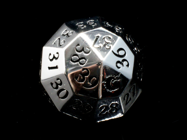 Old School Dice: Metal D40 Spindown - Silver w/ Black