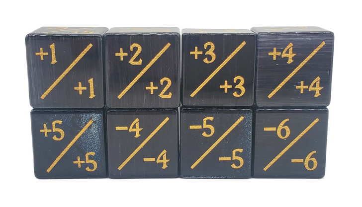 Old School Dice: Gemstone  +/- Counter Dice - Cat's Eye Black