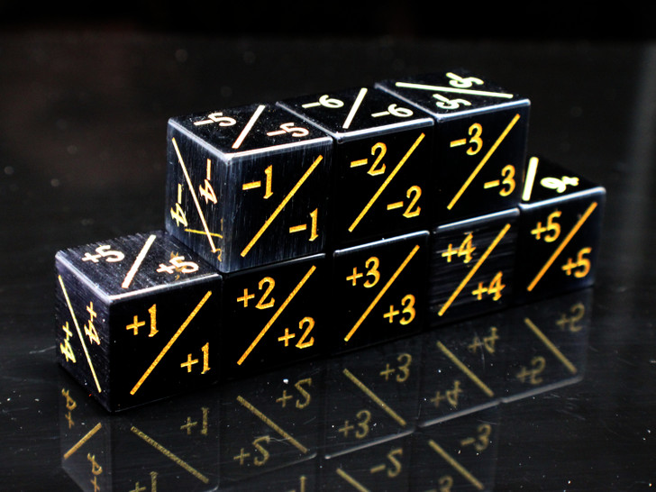 Old School Dice: +/- Counter Dice - Gemstone - Cat's Eye Black