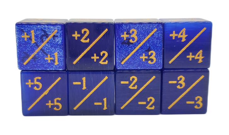 Old School Dice: Gemstone  +/- Counter Dice - Cat's Eye Blue