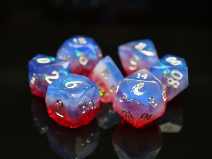Old School Dice: Sharp Edged 7-Piece Dice Set - Diamond Cut - Star Spangled Banner