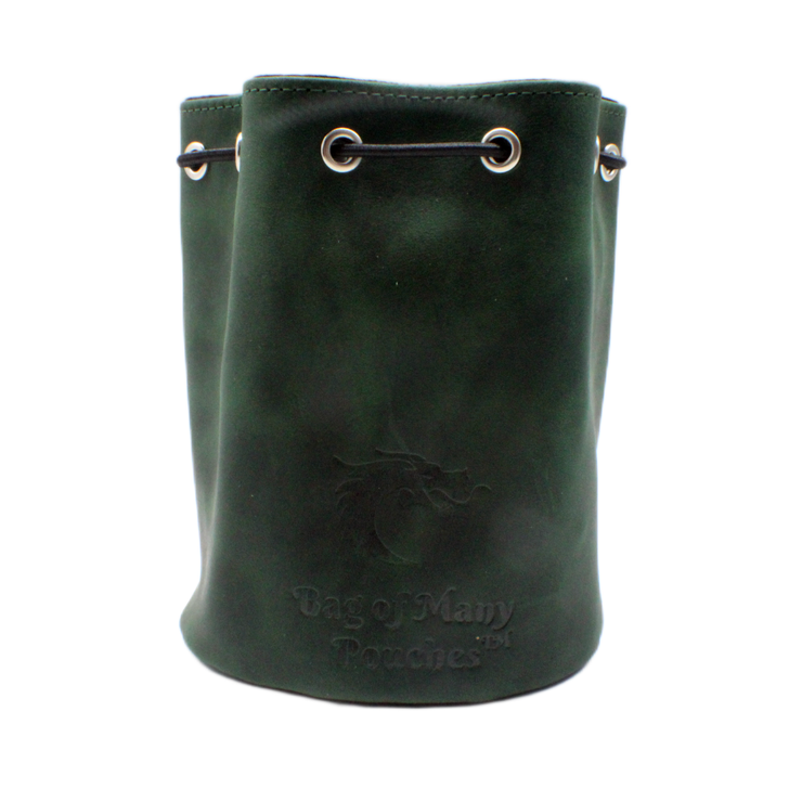 Old School Dice: Ultimate Bag of Many Pouches Dice Bag - Green Leather