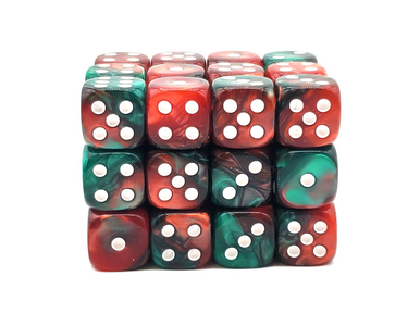 36ct 12mm D6 Dice Set: Vorpal - Red and Green | Old School Dice