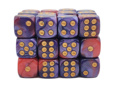 36ct 12mm D6 Dice Set: Vorpal - Red and Purple with Gold | OSD