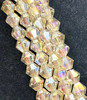 4mm Glass Bicone beads - CHAMPAGNE AB - approx 16" strand (115-120 beads)