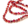 4mm Glass Bicone beads - DARK RED AB - approx 16" strand (115-120 beads)