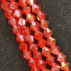 4mm Glass Bicone beads - RED AB - approx 16" strand (115-120 beads)