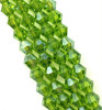 Strand of glass bicone beads - approx 6mm, Lime Lustered, approx 52 beads