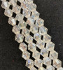 Strand of glass bicone beads - approx 6mm, Clear Lustered, approx 52 beads