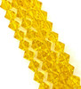 Strand of glass bicone beads - approx 8mm, YELLOW, approx 43 beads