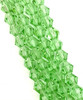 Strand of glass bicone beads - approx 8mm, Light Green, approx 43 beads