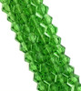 Strand of glass bicone beads - approx 8mm, Emerald Green, approx 43 beads