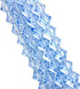 Strand of glass bicone beads - approx 8mm, TANZANITE (Light Blue), approx 43 beads