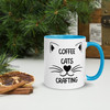 Coffee Cats & Crafting - White Mug with Colour Inside