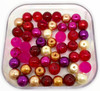 Mix of 4mm Pearl, Crackle and Frosted glass beads - Valentine / Love, approx 200 beads