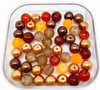 Mix of 6mm Pearl, Crackle and Frosted glass beads - Oranges & Browns, approx 100 beads