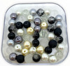 Mix of 8mm Pearl, Crackle and Frosted glass beads - Monochrome, approx 50 beads
