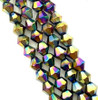 4mm Glass Bicone beads - MULTICOLOUR METALLIC - approx 16" strand (110-120 beads)