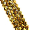 4mm Glass Bicone beads - GOLD METALLIC - approx 16" strand (110-120 beads)