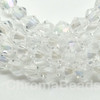 4mm Glass Bicone beads - CLEAR LUSTERED - approx 16" strand (115-120 beads)