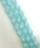 Strand of faceted drop glass beads (briolettes) - approx 6x4mm, Pale Turquoise Opaque, approx 72 beads