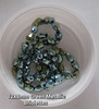 Strand of faceted drop glass beads (briolettes) - approx 12x8mm, Green Metallic, approx 60 beads