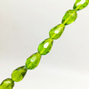 Strand of faceted glass drop beads (briolettes) - approx 11x8mm, Lime Green, approx 60 beads