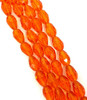 Strand of faceted glass drop beads (briolettes) - approx 11x8mm, Orange-Red, approx 60 beads