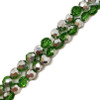 Strand of faceted round glass beads - approx 4mm, Emerald Green Half-Plated Silver, approx 100 beads, 14-16in