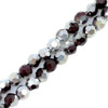 Strand of faceted round glass beads - approx 4mm, Garnet (Darkest Red) Half-Plated Silver, approx 100 beads, 14-16in