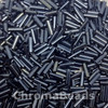 50g glass bugle beads - Black Opaque Lustred - approx 6mm tubes, craft
