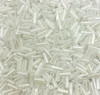50g glass bugle beads - Clear Transparent Lustred - approx 6mm tubes, craft