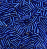 50g glass bugle beads - Deep Blue Silver-Lined - approx 6mm