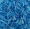 50g glass bugle beads - Turquoise Transparent Lustred - approx 6mm tubes, craft