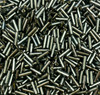 50g glass bugle beads - Steel Metallic - approx 6mm tubes, jewellery making