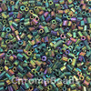 50g glass HEX seed beads - Green & Multicolour Iris - size 11/0 (approx 2mm)