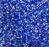 50g glass HEX seed beads - Mid Blue Rainbow, size 11/0 (approx 2mm)