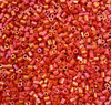 50g glass HEX seed beads - Red Opaque Rainbow - size 11/0 (approx 2mm)