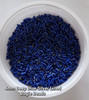 50g glass bugle beads - Deep Blue Silver-Lined - approx 4mm