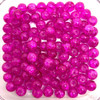 6mm Crackle Glass Beads - Hot Pink, 100 beads
