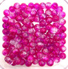 6mm Crackle Glass Beads - Hot Pink & Clear, 100 beads