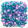6mm Crackle Glass Beads - Pink & Teal, 100 beads