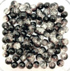 8mm Crackle Glass Beads - Black & Clear, 50 beads
