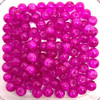 8mm Crackle Glass Beads - Hot Pink, 50 beads