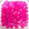 6mm Frosted Glass Beads - Bright Pink, approx 100 beads